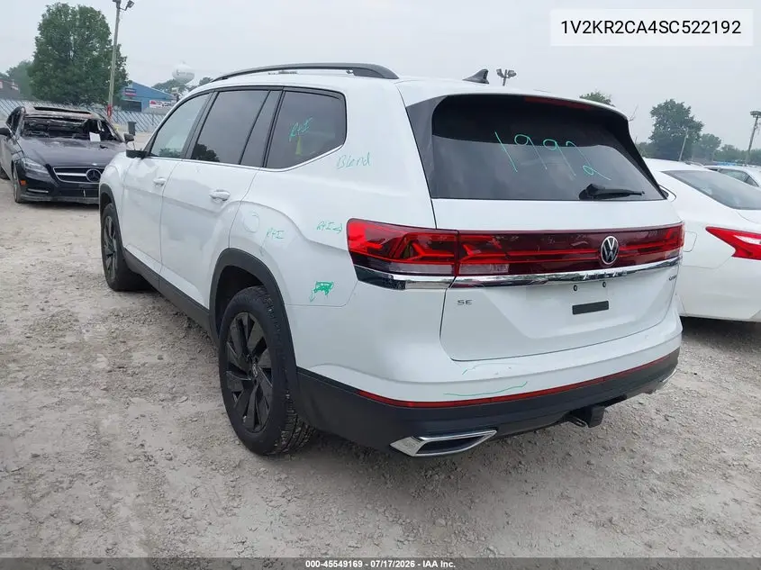 2025 Volkswagen Atlas 2.0T Se W/Technology VIN: 1V2KR2CA4SC522192 Lot: 45549169