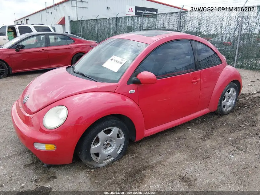 2001 Volkswagen New Beetle Gls VIN: 3VWCS21C91M416202 Lot: 45394000