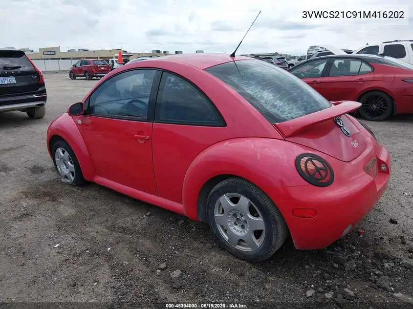 2001 Volkswagen New Beetle Gls VIN: 3VWCS21C91M416202 Lot: 45394000