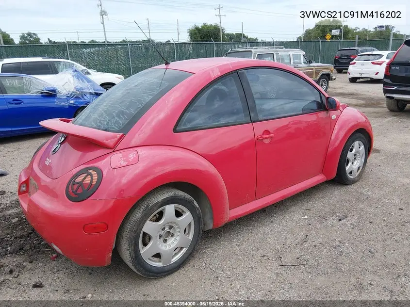 2001 Volkswagen New Beetle Gls VIN: 3VWCS21C91M416202 Lot: 45394000