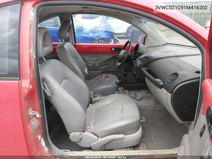 2001 Volkswagen New Beetle Gls VIN: 3VWCS21C91M416202 Lot: 45394000