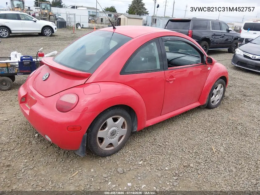 2001 Volkswagen New Beetle Gls VIN: 3VWCB21C31M452757 Lot: 45573686