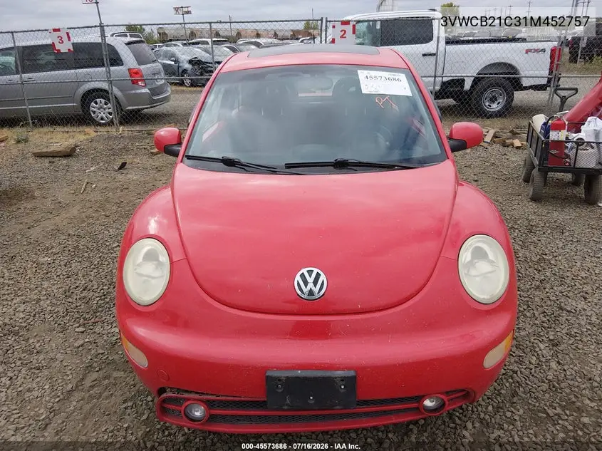 2001 Volkswagen New Beetle Gls VIN: 3VWCB21C31M452757 Lot: 45573686
