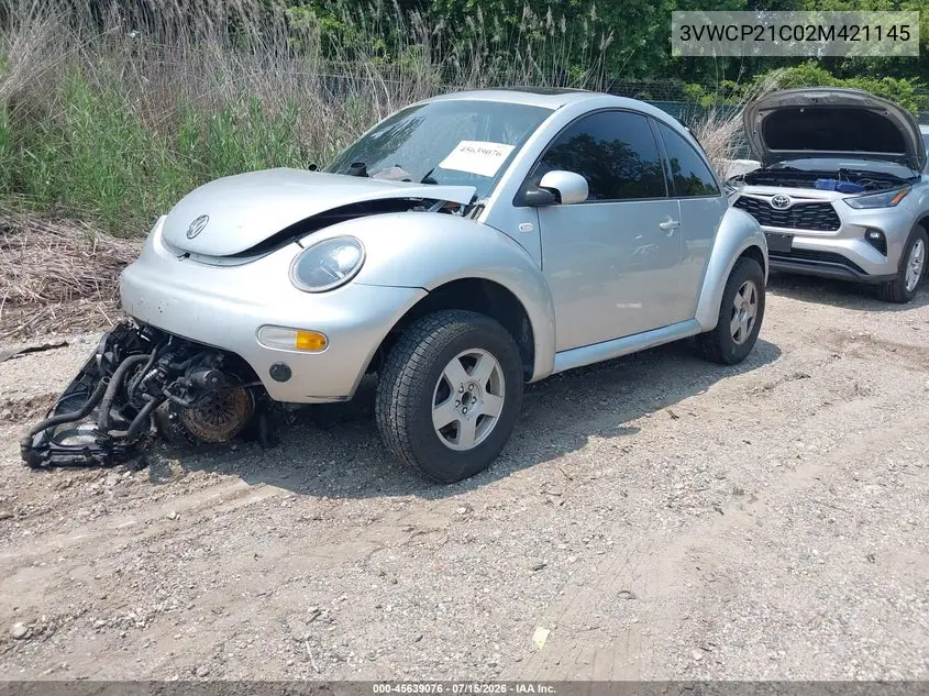 2002 Volkswagen New Beetle Gls Tdi VIN: 3VWCP21C02M421145 Lot: 45639076