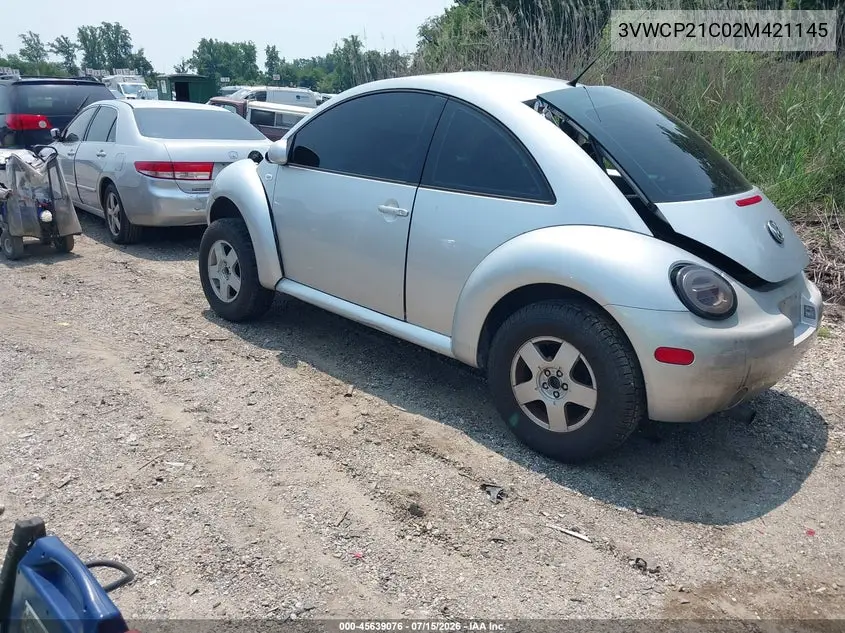 2002 Volkswagen New Beetle Gls Tdi VIN: 3VWCP21C02M421145 Lot: 45639076