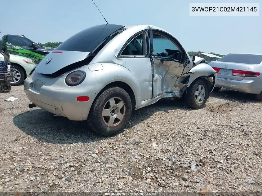 2002 Volkswagen New Beetle Gls Tdi VIN: 3VWCP21C02M421145 Lot: 45639076