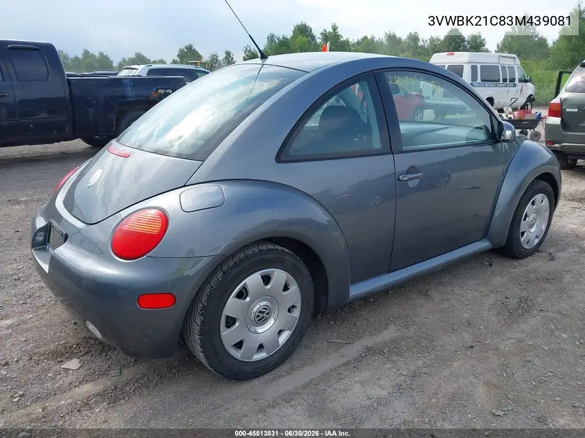 2003 Volkswagen New Beetle Gl VIN: 3VWBK21C83M439081 Lot: 45513831
