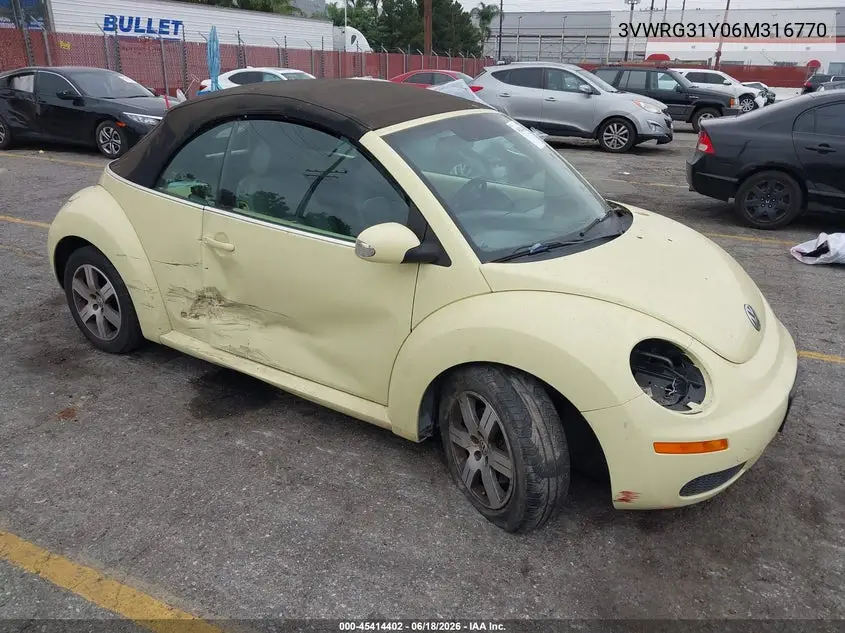 2006 Volkswagen New Beetle 2.5 VIN: 3VWRG31Y06M316770 Lot: 45414402