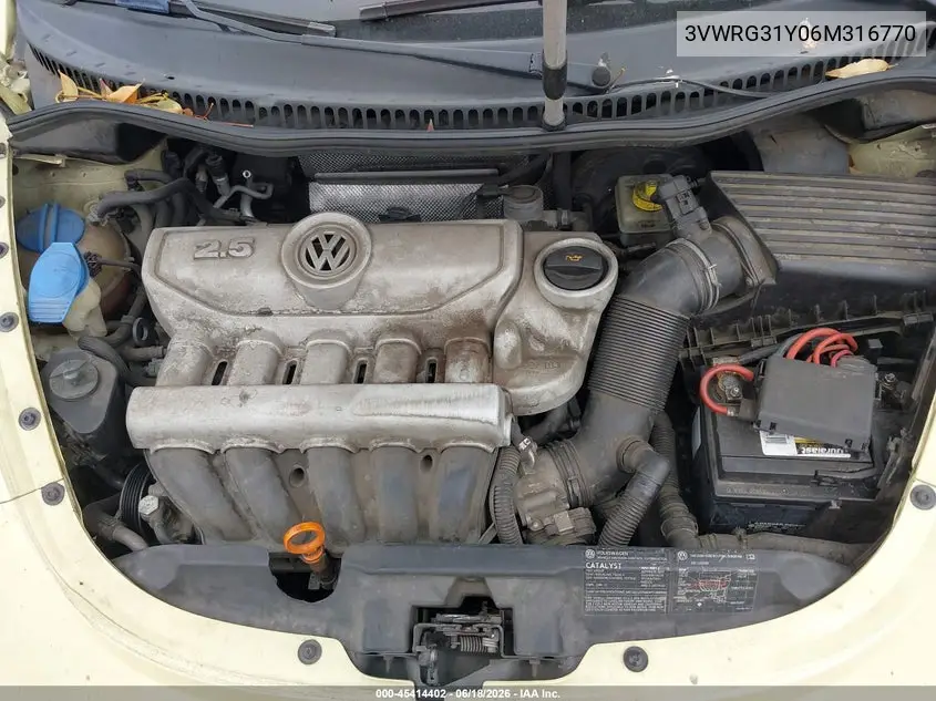 2006 Volkswagen New Beetle 2.5 VIN: 3VWRG31Y06M316770 Lot: 45414402