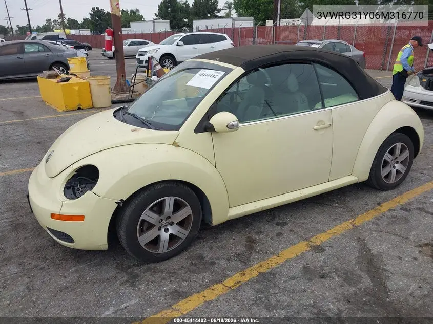2006 Volkswagen New Beetle 2.5 VIN: 3VWRG31Y06M316770 Lot: 45414402