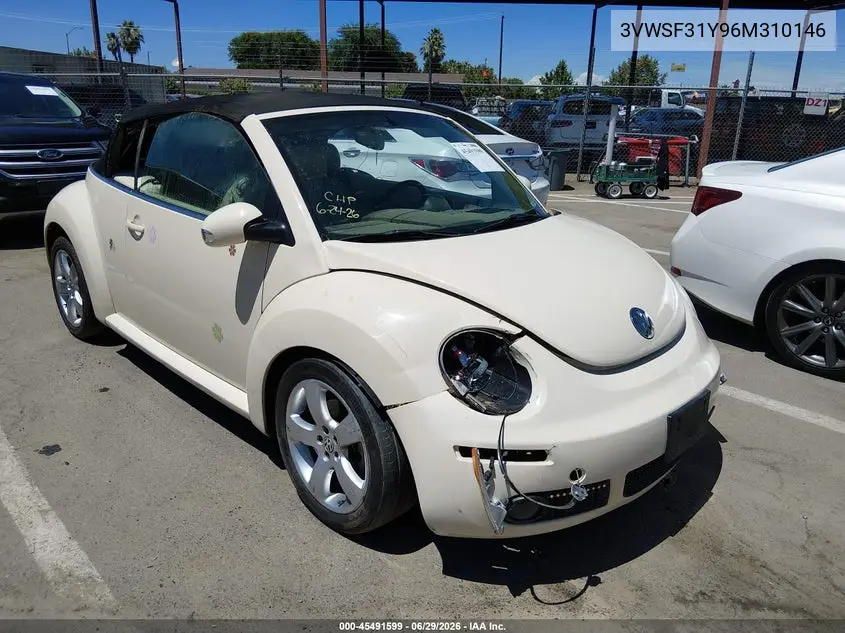 2006 Volkswagen New Beetle 2.5/2.5 (A6) VIN: 3VWSF31Y96M310146 Lot: 45491599