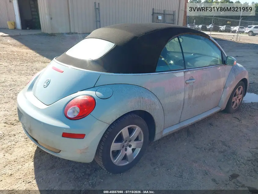 2006 Volkswagen New Beetle 2.5 VIN: 3VWRF31Y86M321959 Lot: 45557098