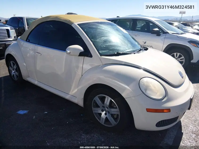 2006 Volkswagen New Beetle 2.5 VIN: 3VWRG31Y46M324581 Lot: 45561889