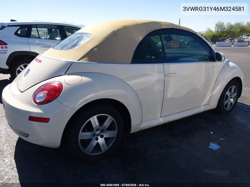 2006 Volkswagen New Beetle 2.5 VIN: 3VWRG31Y46M324581 Lot: 45561889