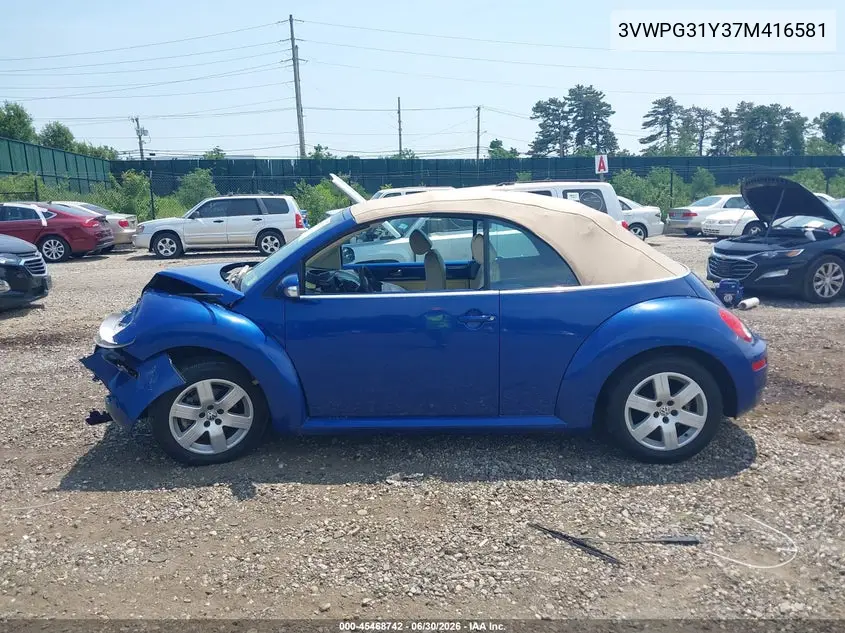 2007 Volkswagen New Beetle 2.5 W/Pzev (A6) VIN: 3VWPG31Y37M416581 Lot: 45468742