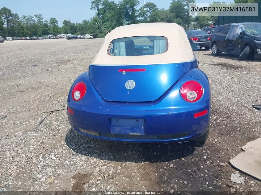 2007 Volkswagen New Beetle 2.5 W/Pzev (A6) VIN: 3VWPG31Y37M416581 Lot: 45468742