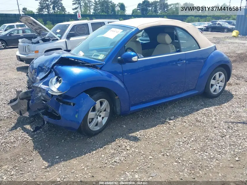 2007 Volkswagen New Beetle 2.5 W/Pzev (A6) VIN: 3VWPG31Y37M416581 Lot: 45468742