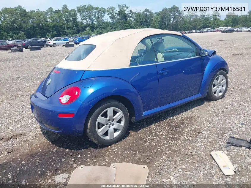 2007 Volkswagen New Beetle 2.5 W/Pzev (A6) VIN: 3VWPG31Y37M416581 Lot: 45468742