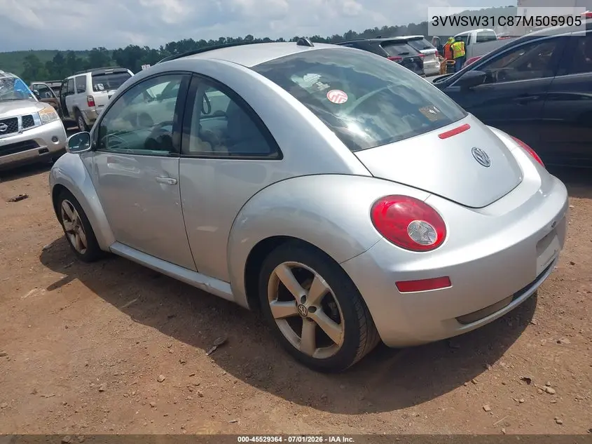 2007 Volkswagen New Beetle Coupe 2.5 (A6) VIN: 3VWSW31C87M505905 Lot: 45529364