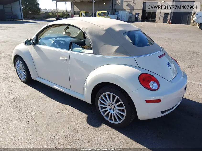 2007 Volkswagen New Beetle 2.5 (A6) VIN: 3VWRF31Y77M407961 Lot: 45593776
