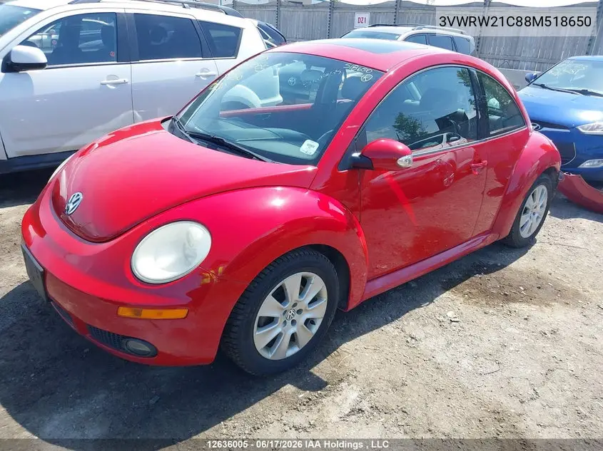2008 Volkswagen New Beetle 2.5L Trendline VIN: 3VWRW21C88M518650 Lot: 12636005