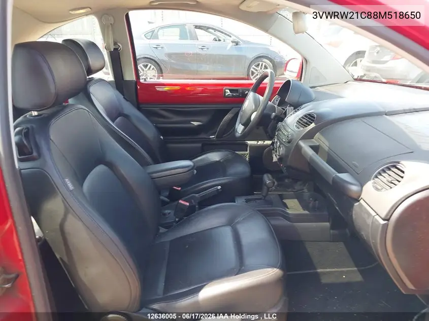 2008 Volkswagen New Beetle 2.5L Trendline VIN: 3VWRW21C88M518650 Lot: 12636005