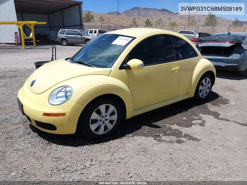 2008 Volkswagen New Beetle S VIN: 3VWPG31C68M508189 Lot: 45471280