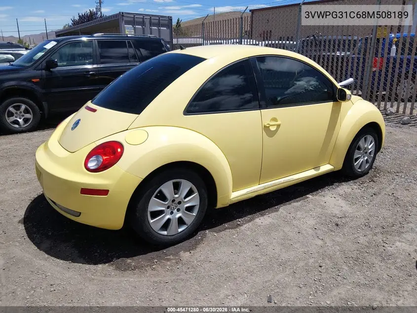 2008 Volkswagen New Beetle S VIN: 3VWPG31C68M508189 Lot: 45471280