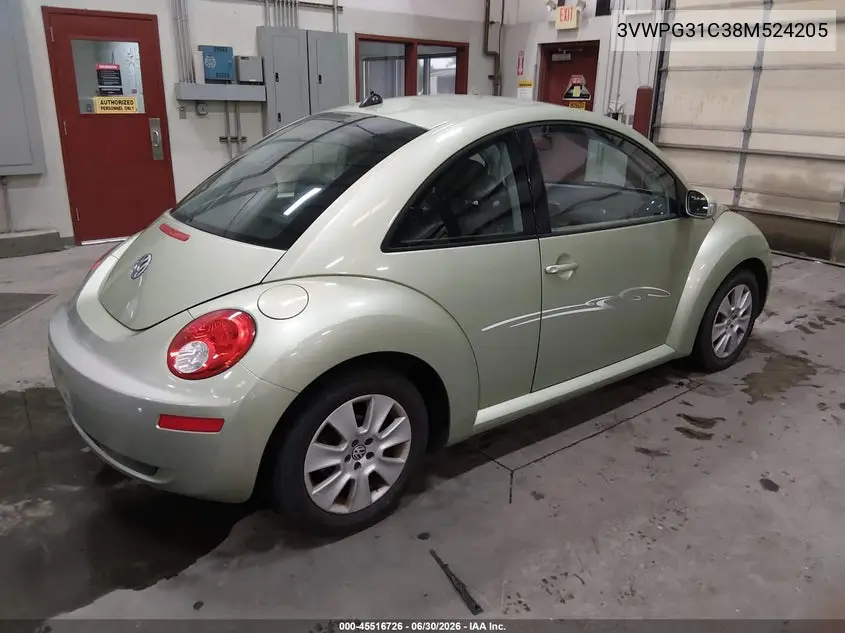 2008 Volkswagen New Beetle S VIN: 3VWPG31C38M524205 Lot: 45516726