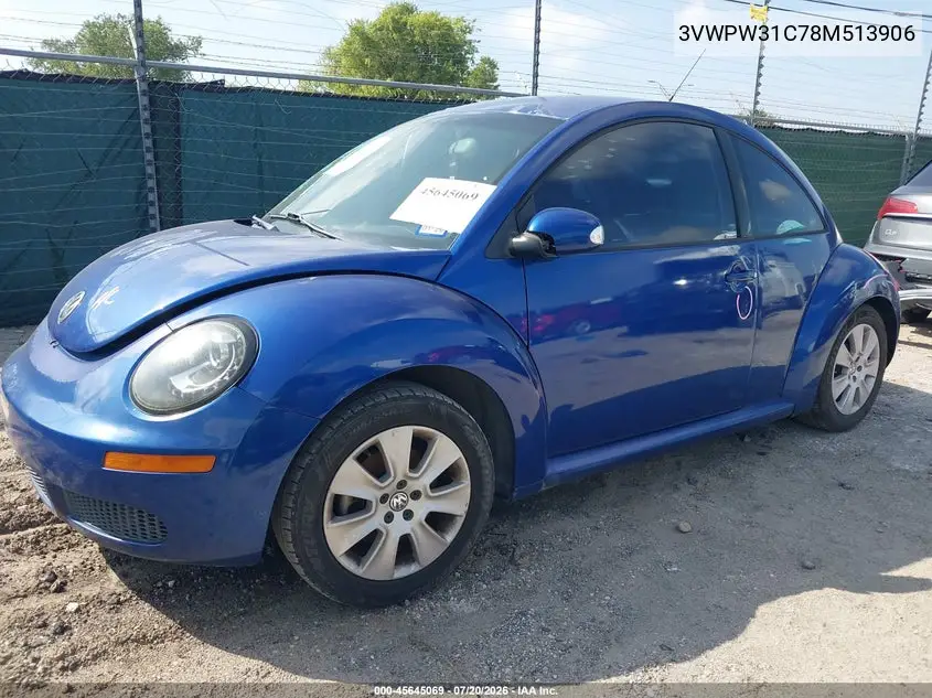 2008 Volkswagen New Beetle S VIN: 3VWPW31C78M513906 Lot: 45645069