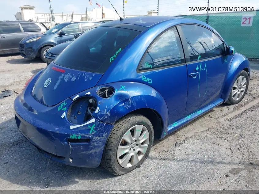 2008 Volkswagen New Beetle S VIN: 3VWPW31C78M513906 Lot: 45645069