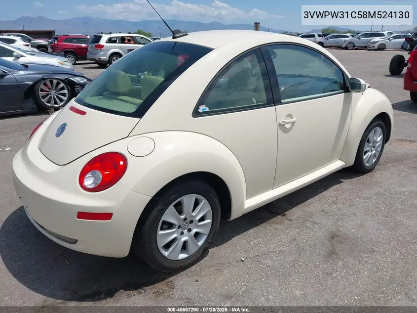 2008 Volkswagen New Beetle S VIN: 3VWPW31C58M524130 Lot: 45667290