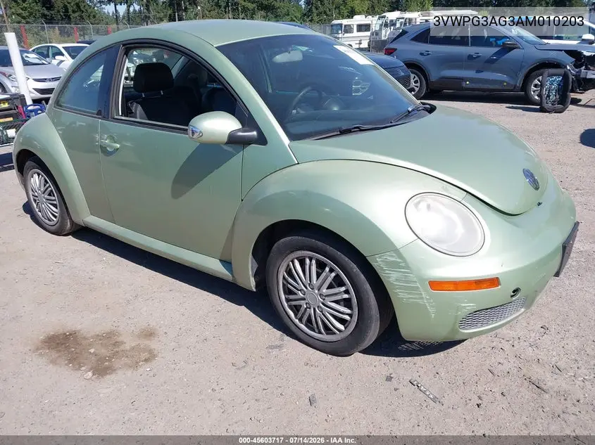 2010 Volkswagen New Beetle 2.5L VIN: 3VWPG3AG3AM010203 Lot: 45603717