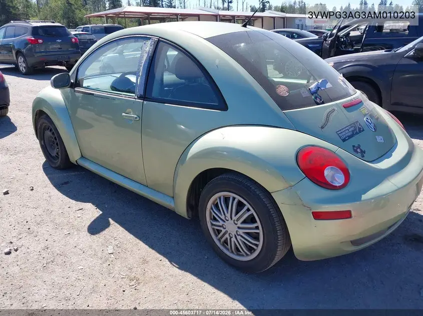 2010 Volkswagen New Beetle 2.5L VIN: 3VWPG3AG3AM010203 Lot: 45603717