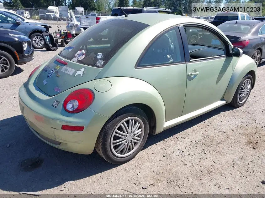 2010 Volkswagen New Beetle 2.5L VIN: 3VWPG3AG3AM010203 Lot: 45603717
