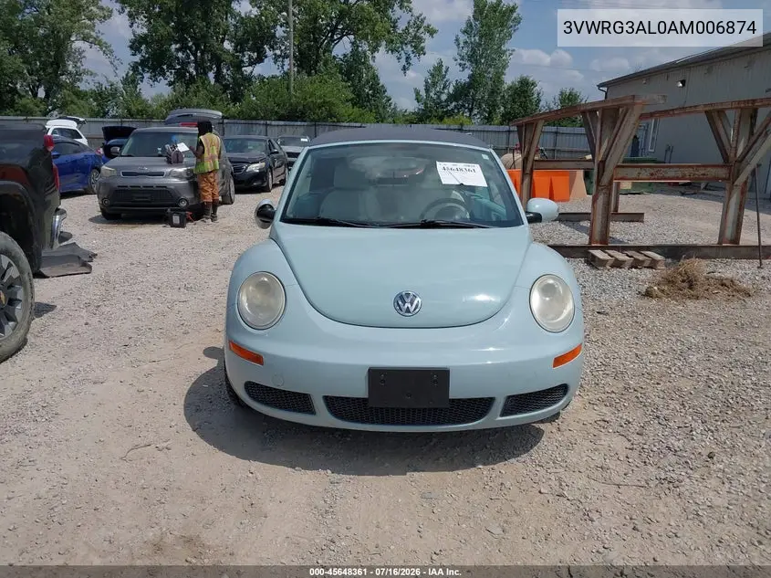 2010 Volkswagen New Beetle 2.5L Final Edition VIN: 3VWRG3AL0AM006874 Lot: 45648361