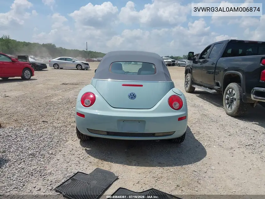 2010 Volkswagen New Beetle 2.5L Final Edition VIN: 3VWRG3AL0AM006874 Lot: 45648361