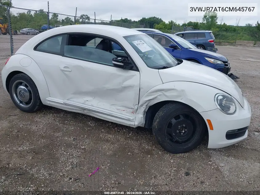 2012 Volkswagen Beetle 2.5L VIN: 3VWJP7AT6CM645767 Lot: 45473146