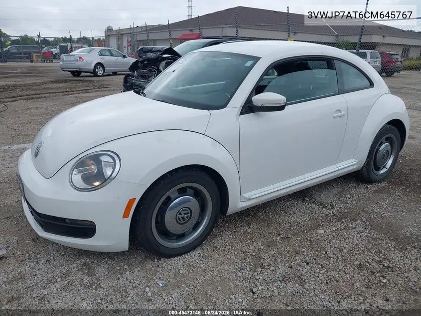2012 Volkswagen Beetle 2.5L VIN: 3VWJP7AT6CM645767 Lot: 45473146