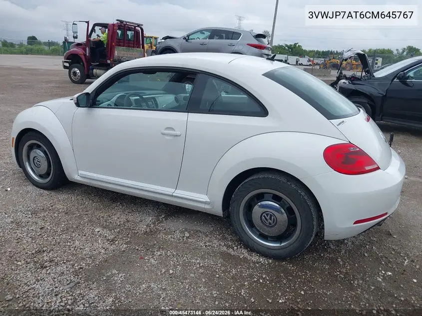 2012 Volkswagen Beetle 2.5L VIN: 3VWJP7AT6CM645767 Lot: 45473146