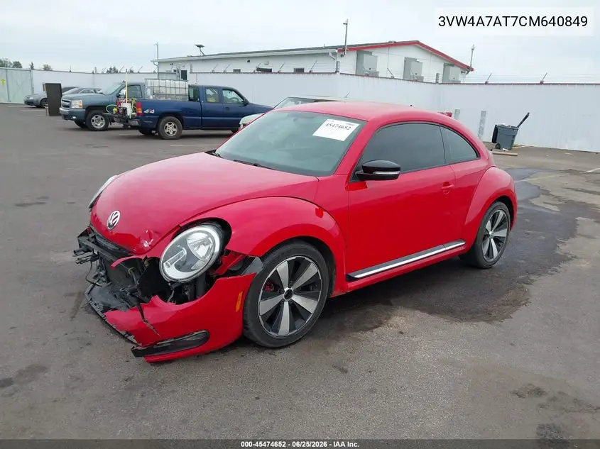 2012 Volkswagen Beetle 2.0T VIN: 3VW4A7AT7CM640849 Lot: 45474652