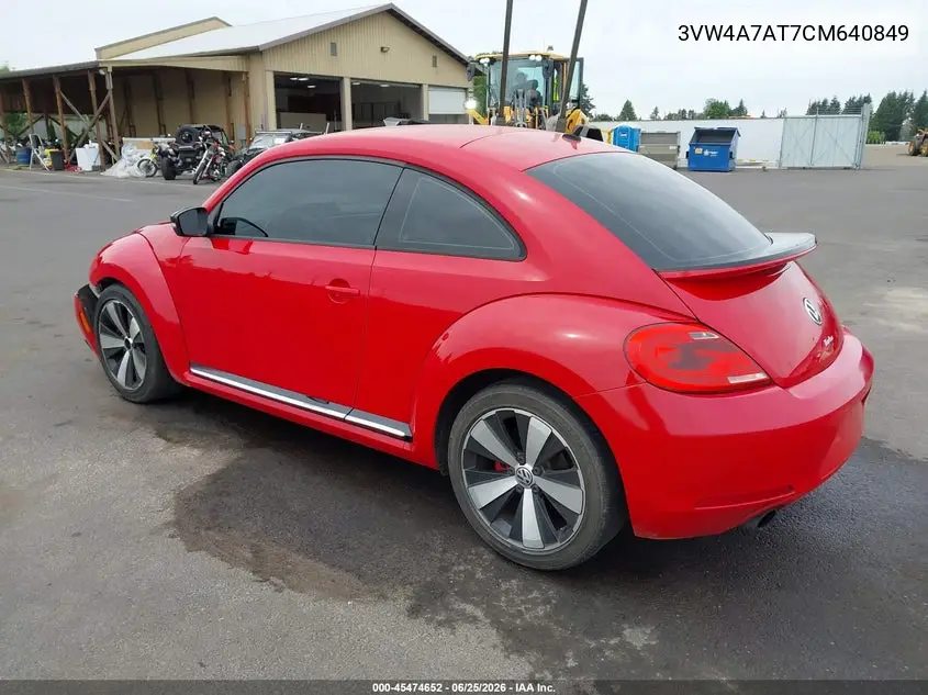 2012 Volkswagen Beetle 2.0T VIN: 3VW4A7AT7CM640849 Lot: 45474652