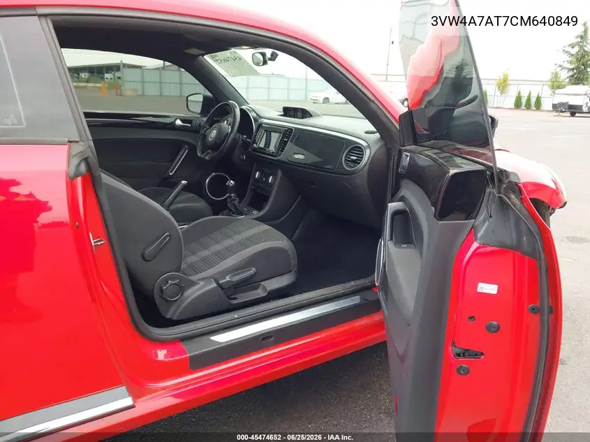 2012 Volkswagen Beetle 2.0T VIN: 3VW4A7AT7CM640849 Lot: 45474652