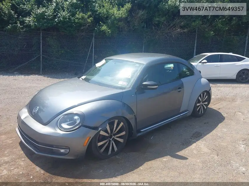 2012 Volkswagen Beetle 2.0T Turbo VIN: 3VW467AT7CM649357 Lot: 45516568