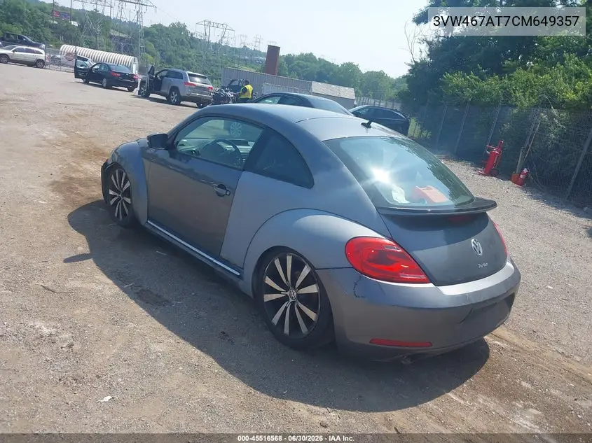 2012 Volkswagen Beetle 2.0T Turbo VIN: 3VW467AT7CM649357 Lot: 45516568