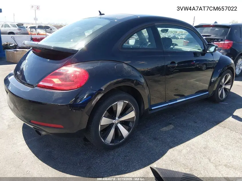 2012 Volkswagen Beetle 2.0T VIN: 3VW4A7AT7CM657022 Lot: 45645210