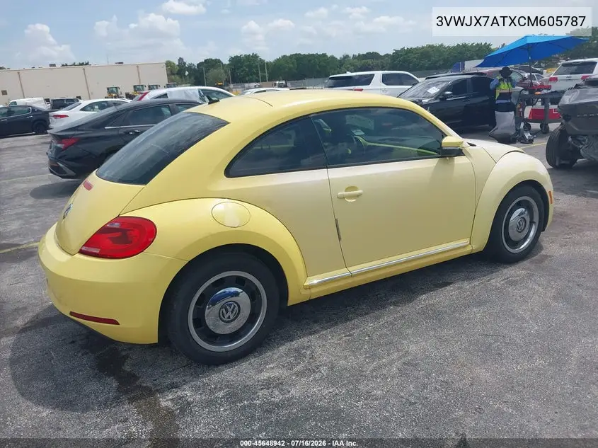 2012 Volkswagen Beetle 2.5L VIN: 3VWJX7ATXCM605787 Lot: 45648942