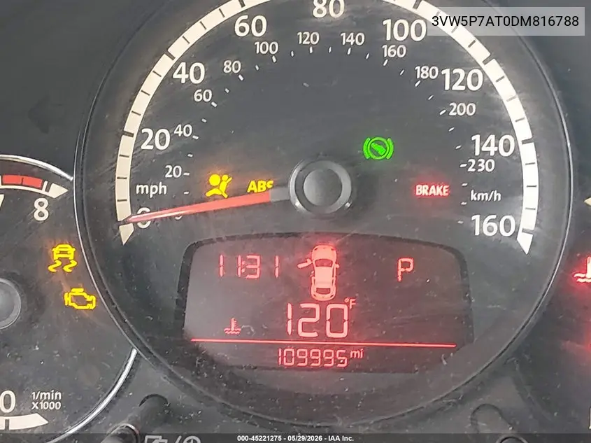 2013 Volkswagen Beetle 2.5L VIN: 3VW5P7AT0DM816788 Lot: 45221275