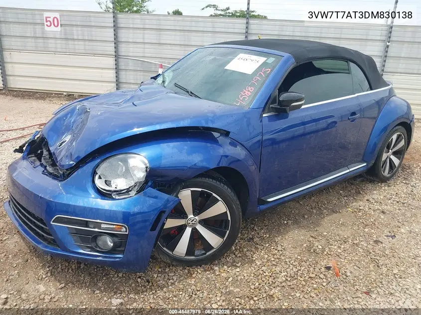 2013 Volkswagen Beetle 2.0T VIN: 3VW7T7AT3DM830138 Lot: 45487975