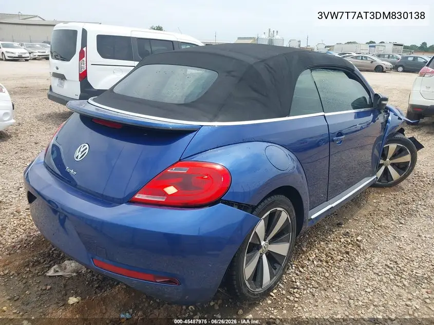 2013 Volkswagen Beetle 2.0T VIN: 3VW7T7AT3DM830138 Lot: 45487975